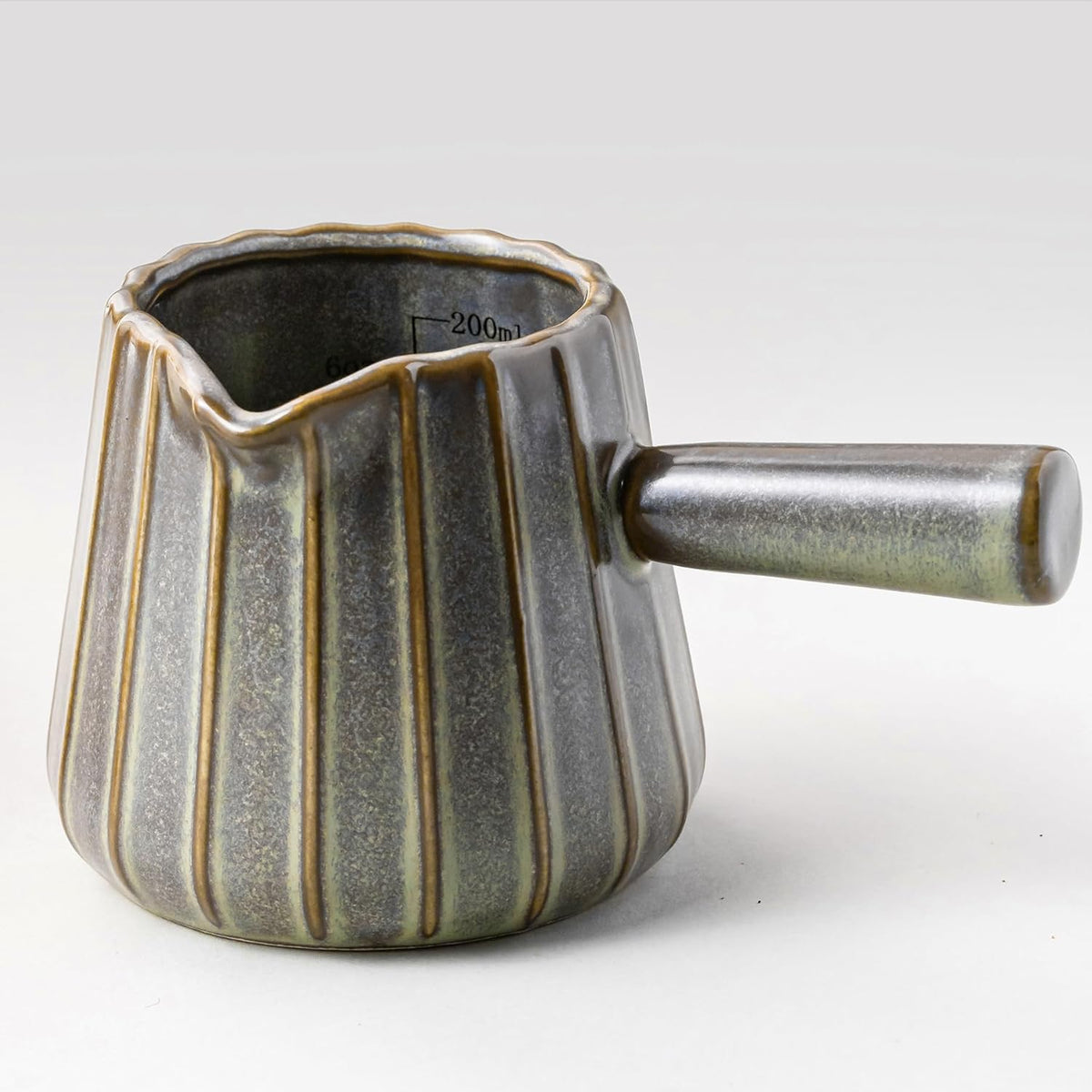 Espresso Cups Ceramic, 200ML Espresso Measuring Cup with Spout, Expresso Shots Cups with Handle, Espresso Accessories, Dark Green