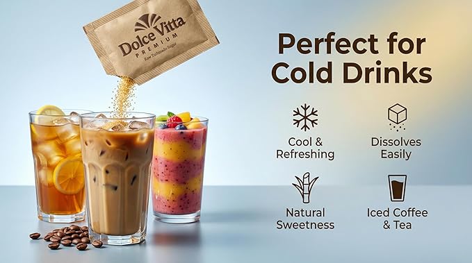 Raw Sugar Dolce Vitta Premium, (400 Ct Box) - Raw Sugar Turbinado Cane Sugar Packets, Pure, All-Natural Turbinado Sugar, Sugar Pure Cane, Non-GMO Project Verified, Kosher, Vegan and Gluten Free.