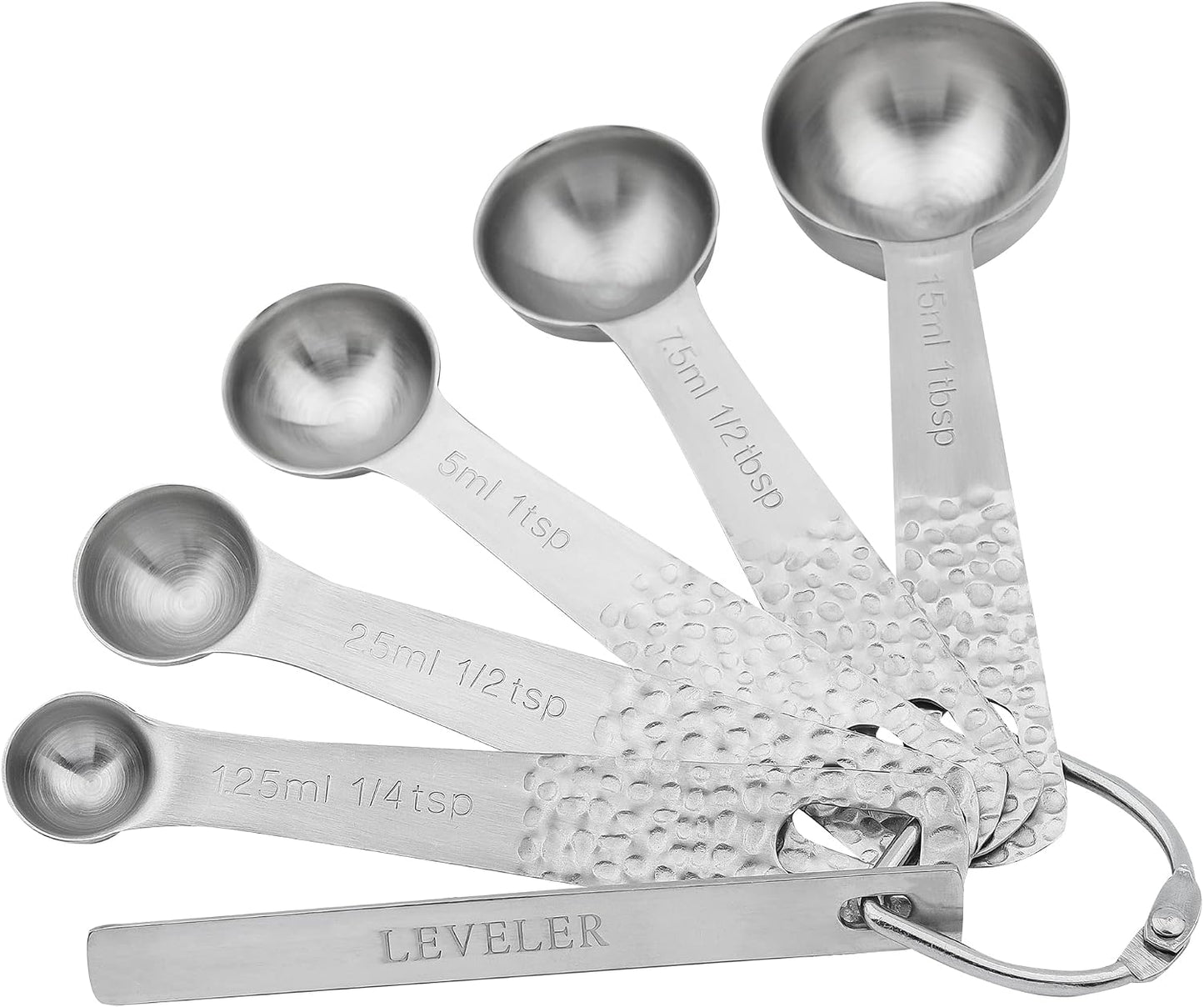 18/8 Stainless Steel Measuring Cups and Spoons Set 10 for Baking &amp; Kitchen, Metric &amp; US Metal 4 Measuring Cups and 5 Measuring Spoons with 1 Leveler