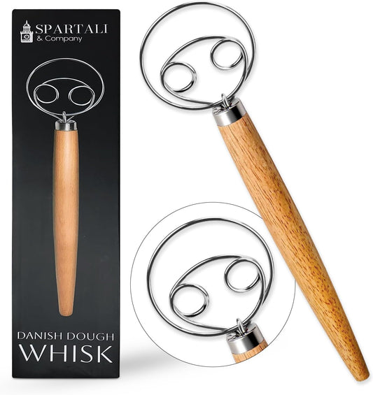 Spartali & Company Versatile 13-Inch Danish Dough Whisk for Sourdough: Essential Sourdough Bread Baking Supplies, Bread