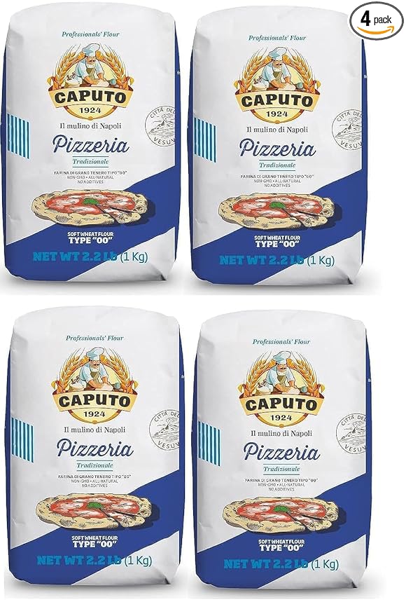 Mulino Caputo 00 Pizzeria Flour 1Kilo Bag, 140.8 Ounce, 2.2 pound (pack of 4)