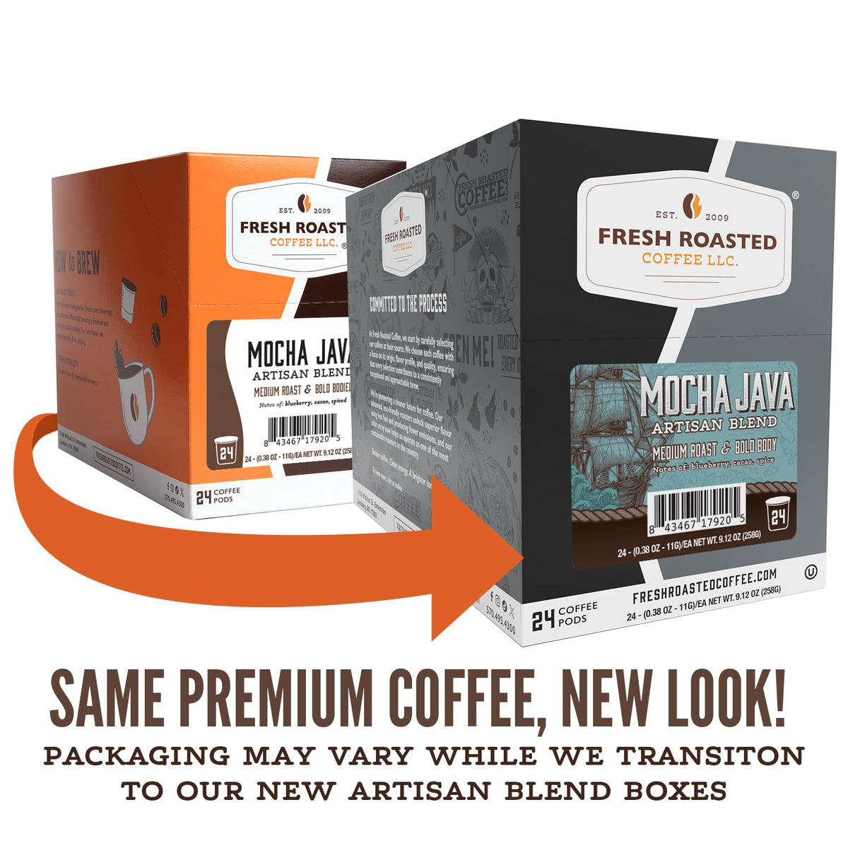 Fresh Roasted Coffee, Mocha Java K-Cup Pods for Keurig Brewers, Medium Roast, Kosher, 24 Count (Pack of 3)
