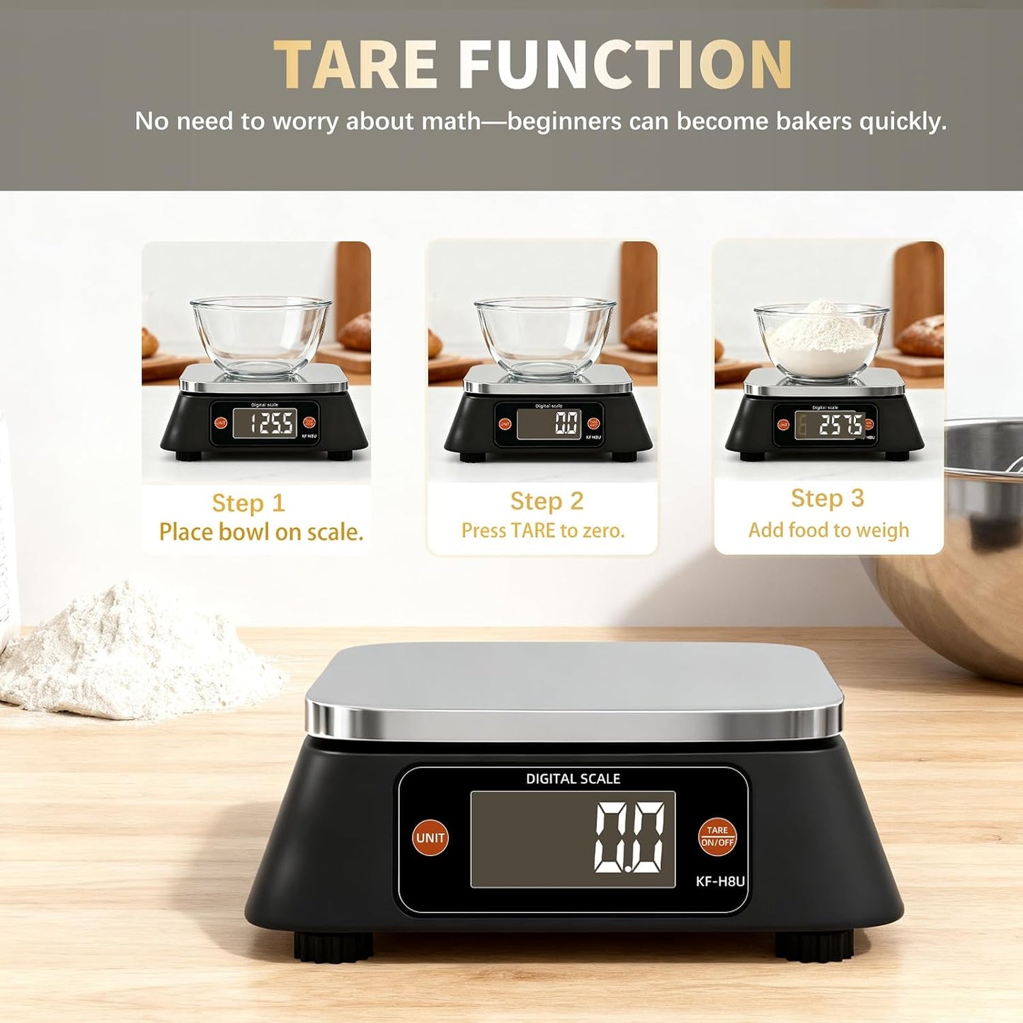 Commercial Kitchen Scale with% Rate, YONCON KF-H8U 22lb/0.02oz Food Scale