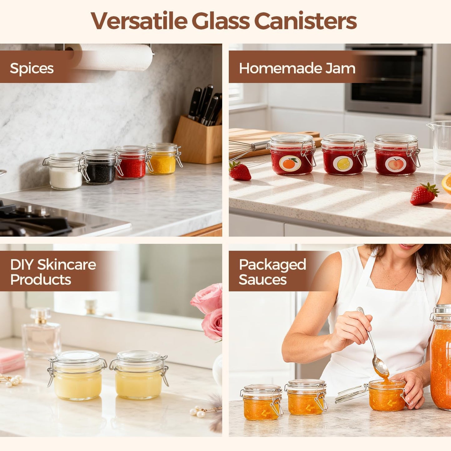 ComSaf Small Glass Spice Jars with Airtight Lids 4 oz 12 Pack Mason Pantry | Seasoning herbs powders, Salt pepper chili, Spice rack cabinet organization, Wedding favors, DIY crafts