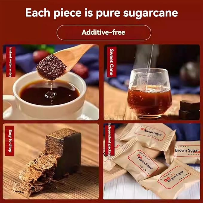 Brown Sugar Cubes (10.58oz/300g) - Additive-Free, traditionally made from sugarcane Brown sugar/black sugar,Dissolves Completely for Coffee, Tea & Baking. ﻿