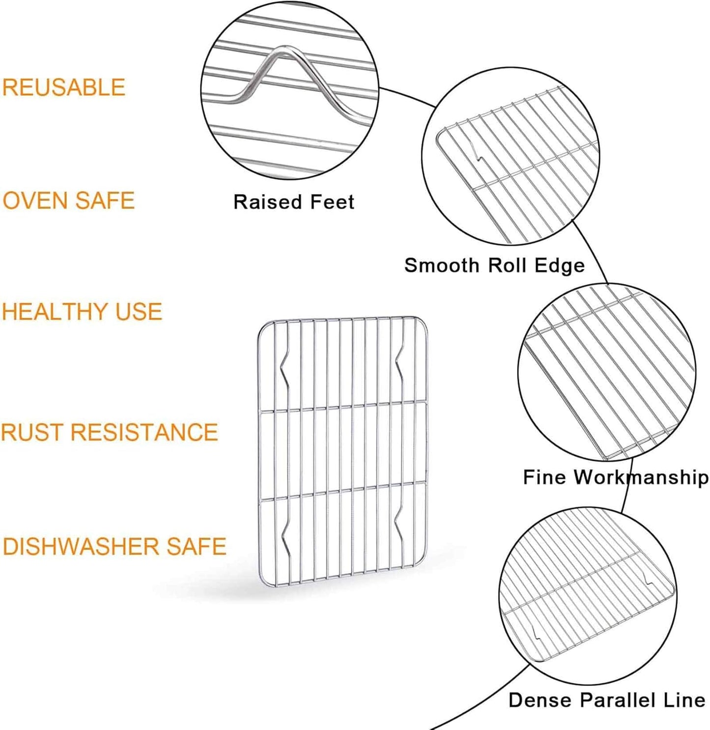 TeamFar Toaster Oven Pan with Cooling Rack, 10.4"x 8"x1" Toaster Oven Tray | Stainless Steel Toaster Oven Pan with Baking Wire Rack for Cooking, Healthy &amp; Non Toxic, Mirror Finish &amp; Dishwasher Safe