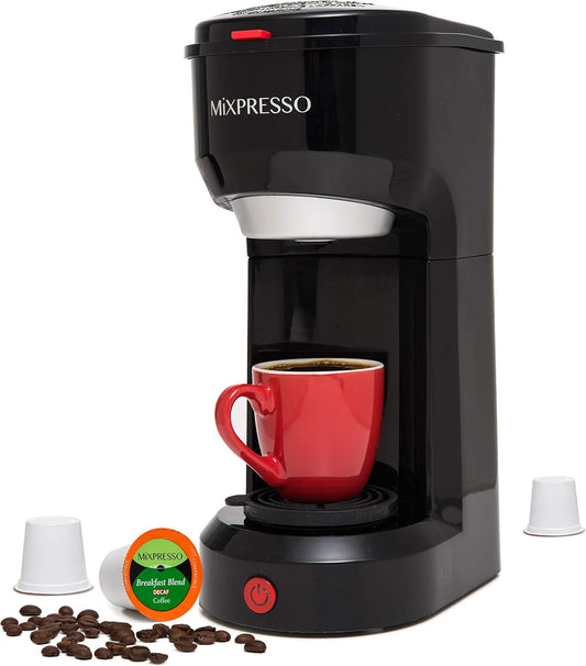 Mixpresso Single Serve Coffee Maker K Cup Coffee Maker for K Pods &amp; Grounds | Compact 800W White Coffee Machine with 14 Oz Water Tank, Fast Brew &amp; Auto Shut-Off, Small Design for Travel RV, Office&amp; Dorm