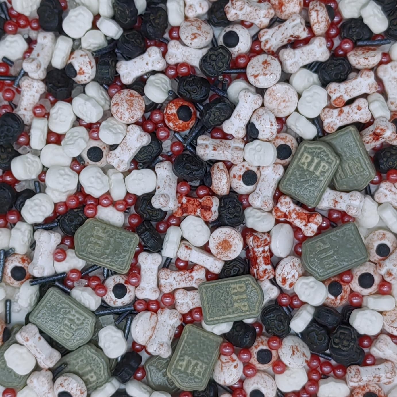 Halloween Sprinkles Gravestones &amp; Bones &amp; Eyes &amp; Skull Topper Edible Themed Sprinkles For Cookie Decorating, Chocolate Desserts, Cupcakes, Ice Cream 4.58OZ
