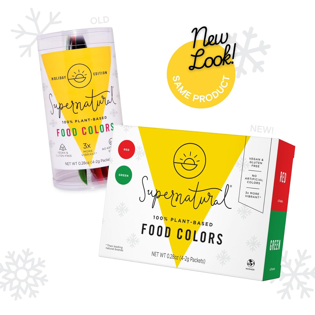 Supernatural Plant-Based Food Coloring - Red & Green Natural Food Dye Powders, Hyper-Concentrated, Vegan, No Artificial Dyes for Holiday Baking (4 Packets)