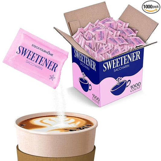 Zero Calorie Sweetener Packets (1000 Count) Pink Saccharin Sugar Substitute – Kosher Certified by Star-K, Artificial