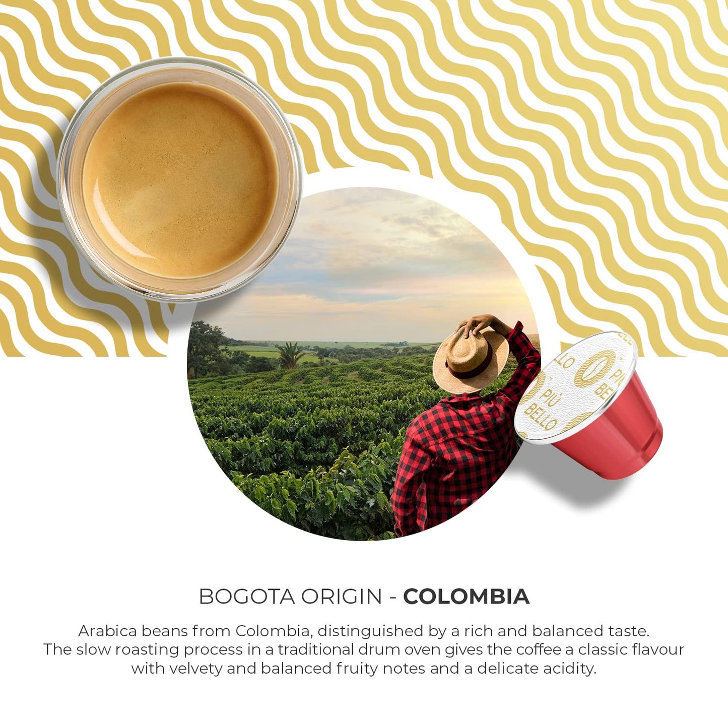 Piu Bello Bogota Espresso Coffee Pods for Nespresso Original Machines – Compatible Capsules Pack – Rich &amp; Balanced Taste – Strong Italian Espresso Flavor – Kosher Certified (60 Count, Single Flavor)