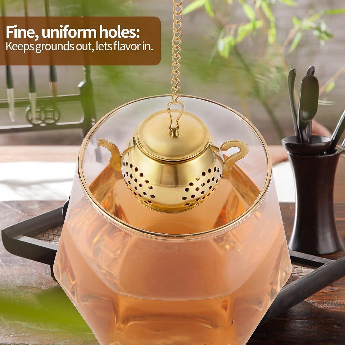 2 Pack Tea Infusers with Spoon, Loose Leaf Tea Strainer, Teapot Design | Cute Teapot Design, 304 Stainless Steel, Spoon Included for Loose Leaf Tea and Tea Lover Gifts