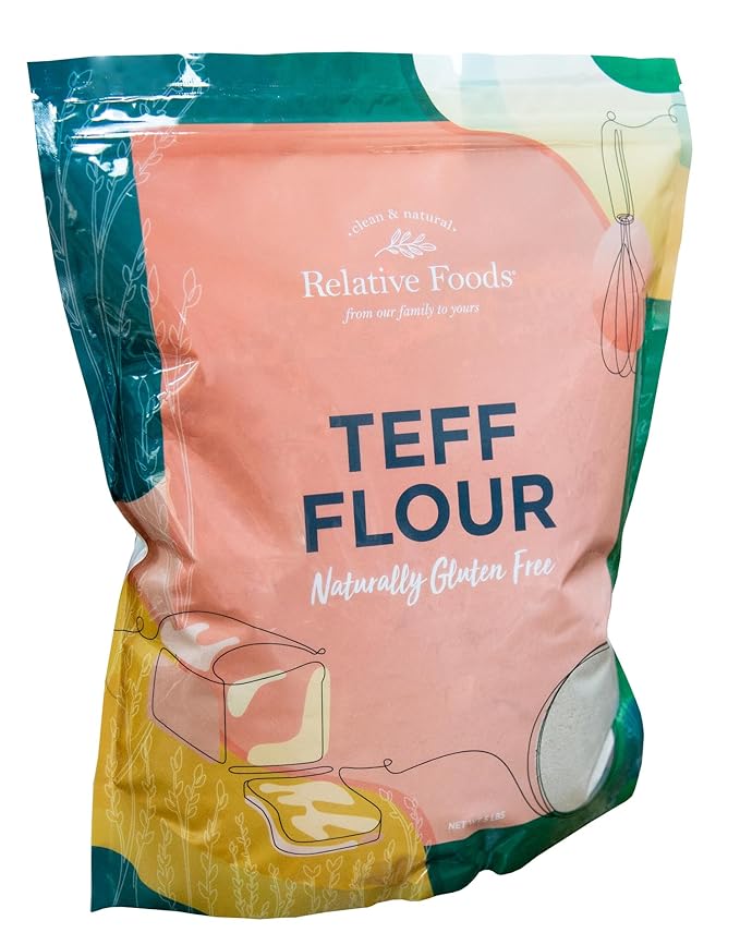 Relative Foods Teff Flour Brown – 5 lb | Naturally Gluten Free, Non-GMO, Vegan | USA Grown | Premium Ancient Grain Flour for Baking and Cooking