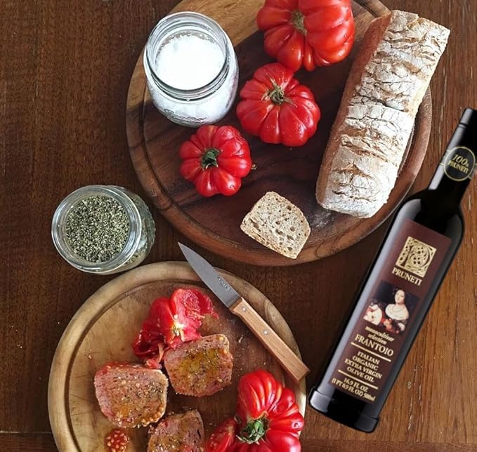 Pruneti Frantoio Organic Extra Virgin Olive Oil – Italian Olive Oil from Tuscany, Italy, 2025 Gold Award Winner – 500+ mg/kg High Polyphenols evoo – Cold pressed for Phenolic Shots & Finishing Use