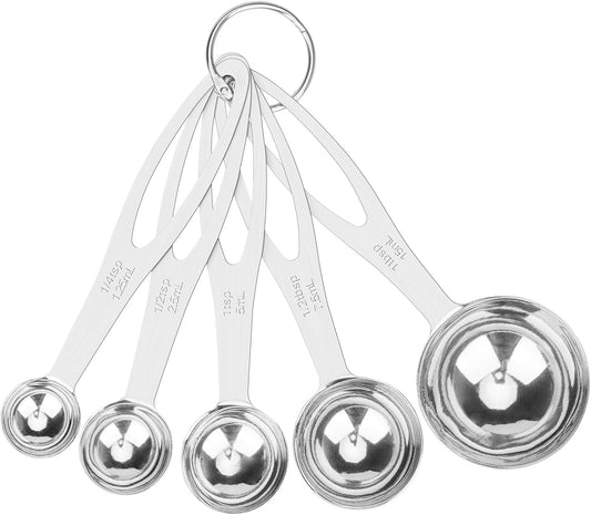 5pcs Measuring Spoon Set, Heavy Duty Stainless Steel Measuring Cups for Cooking Baking, Tablespoon Teaspoon for Dry or
