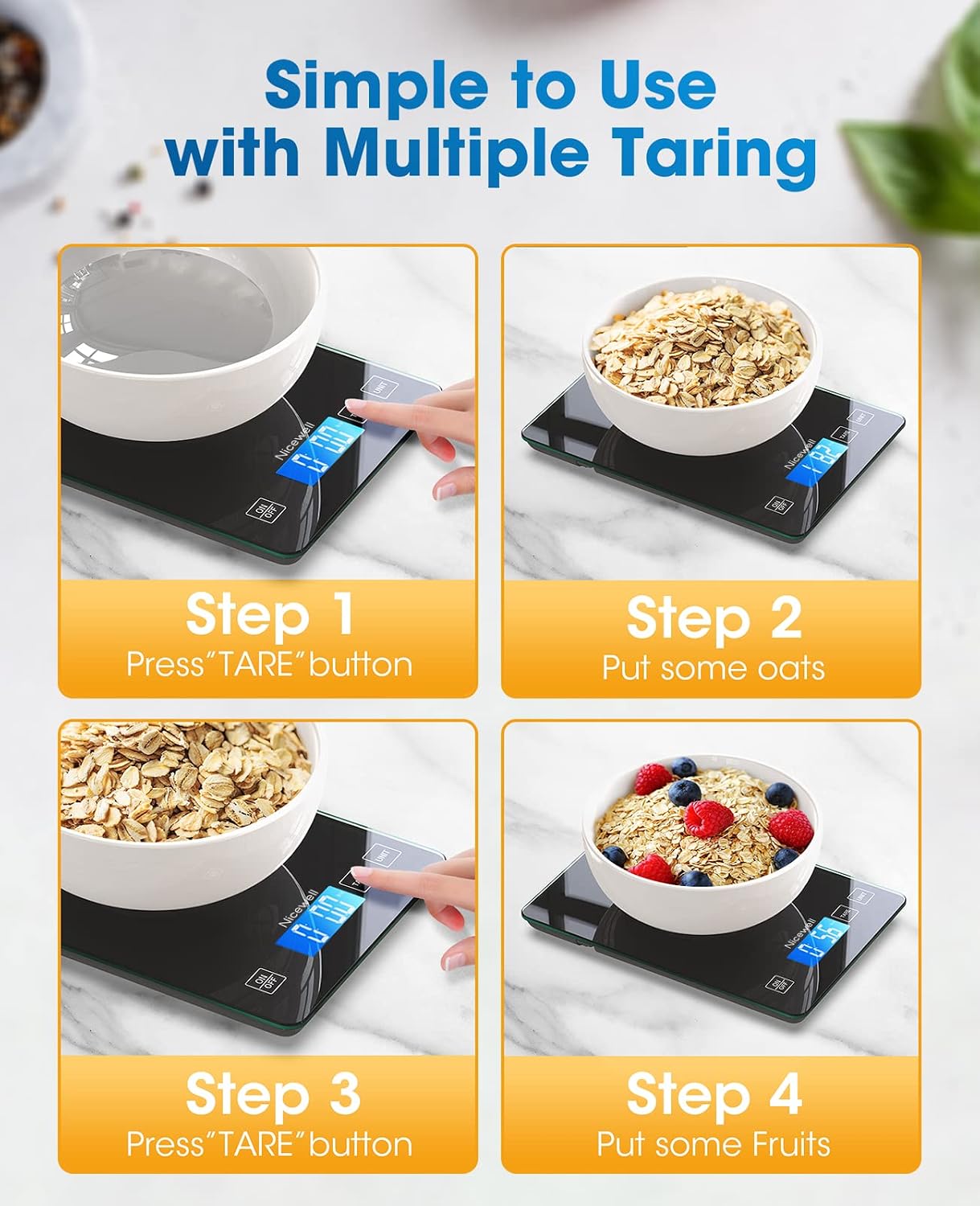 Nicewell Digital Kitchen Food Scale 22lb for Cooking Baking