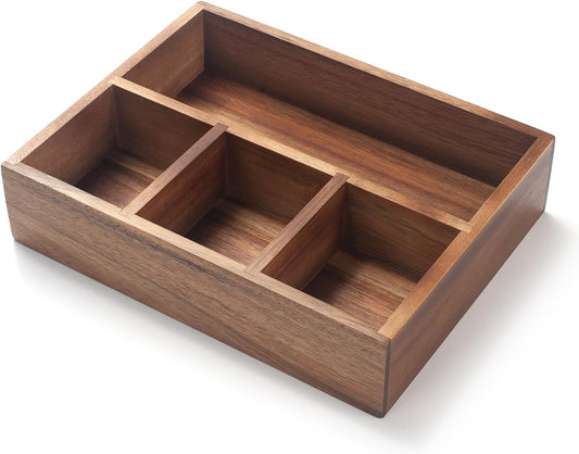 Tea Bag Holder, Acacia Wood Tea Bag Storage Organizer, Tea Candy Basket, Sugar Packet Organizer, Coffee Station Condiment