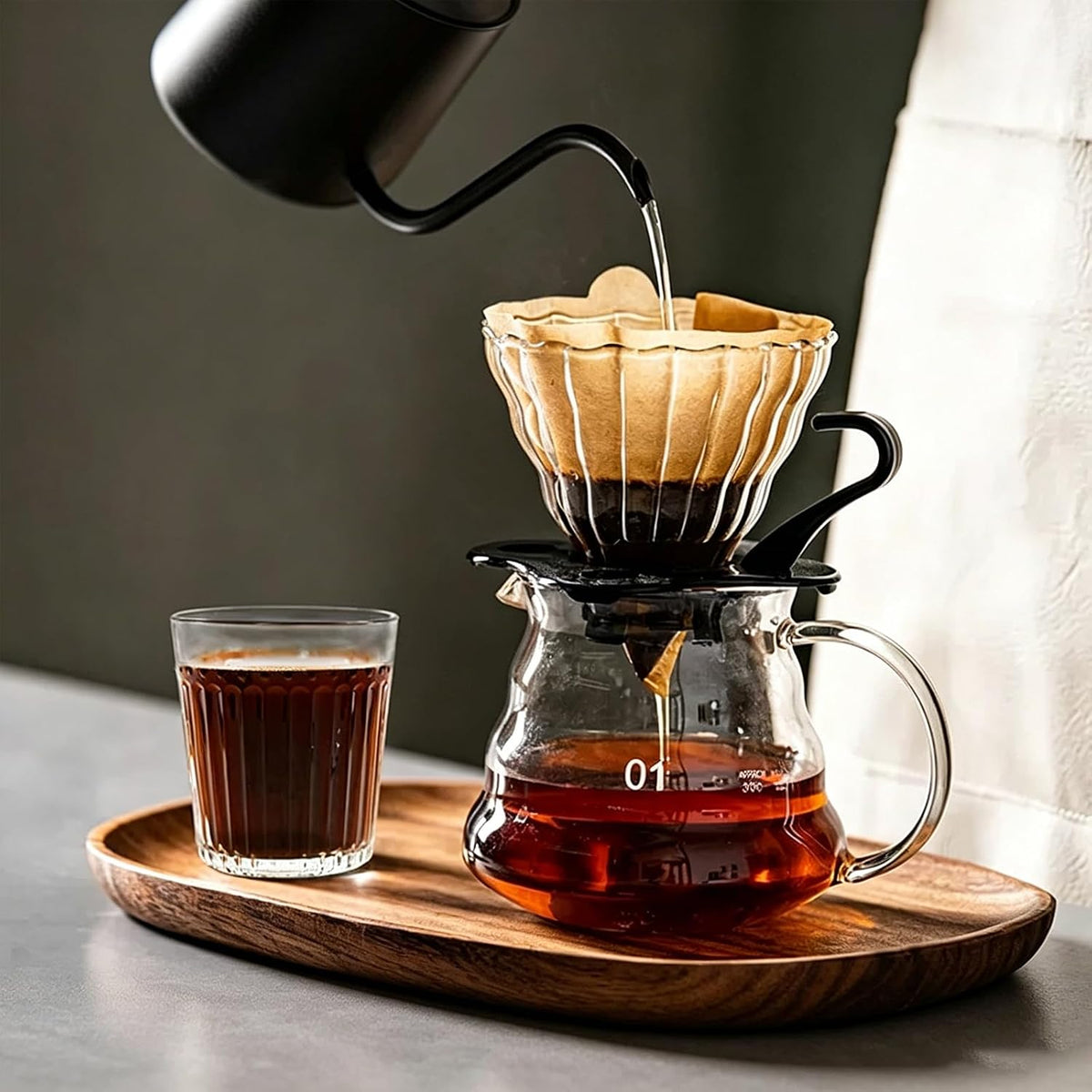 ZHIYE 100PCS Coffee Filter, Disposable Unbleached Cone Filter Papers Size 01 for Coffee Dripper &amp; Pour Over Coffee Maker, 1-2 Cups