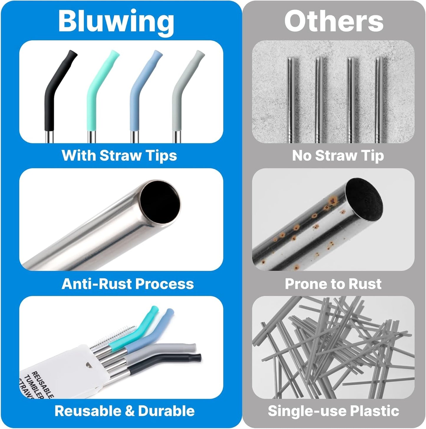 Stainless Steel Straws for 20 oz YETI Tumbler, 4 Pcs Metal Straws
