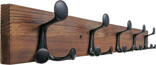 SKOLOO 30-Inch Wood Coat Rack Wall Mount with 5 Triple Hooks - Ideal for Family Entrances, Classrooms, and Pet Supplies