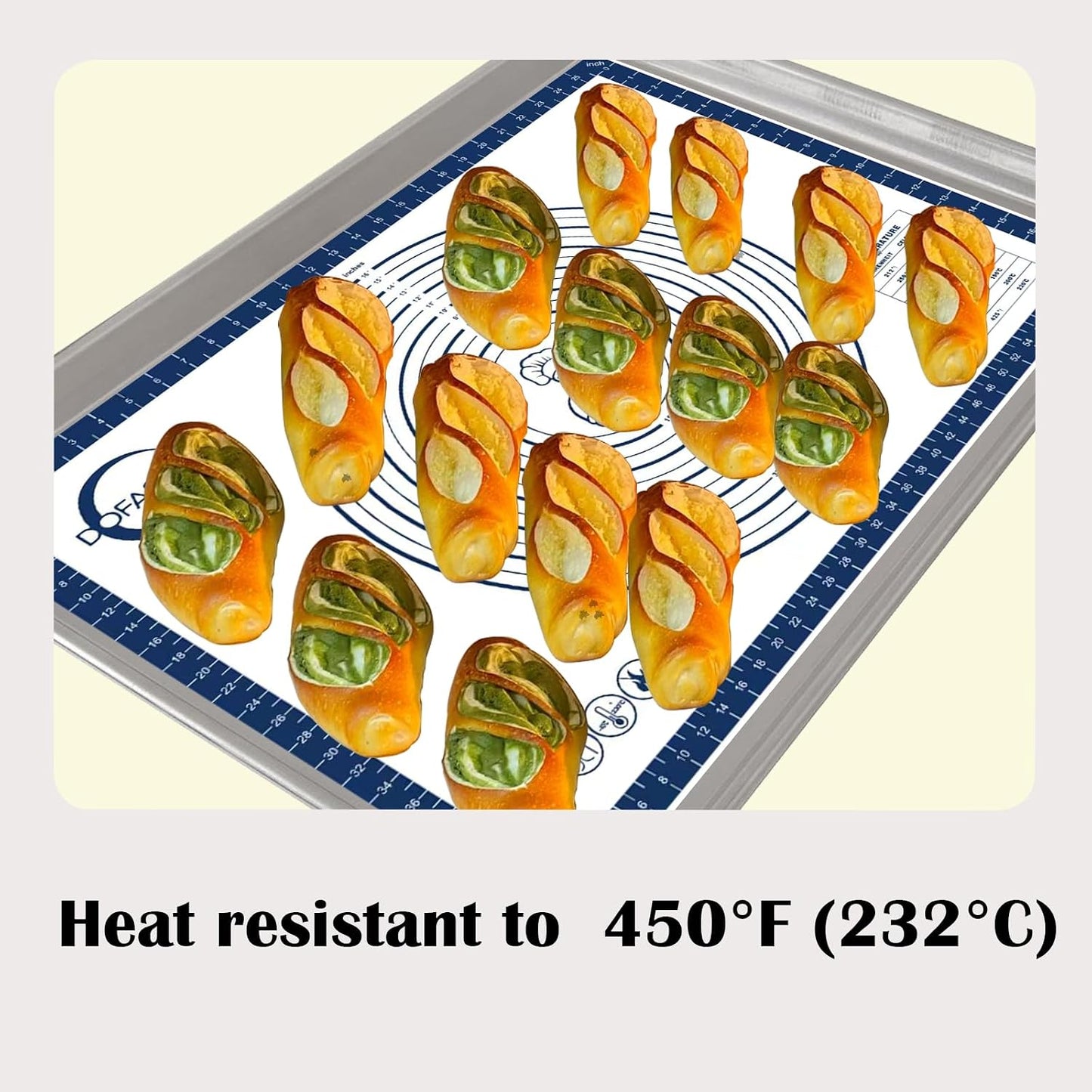 Silicone Pastry Mat for Rolling Dough Non Slip Non Stick Dough Mat for Restaurants &amp; Home Baking (blue, 19.7"x27.6")