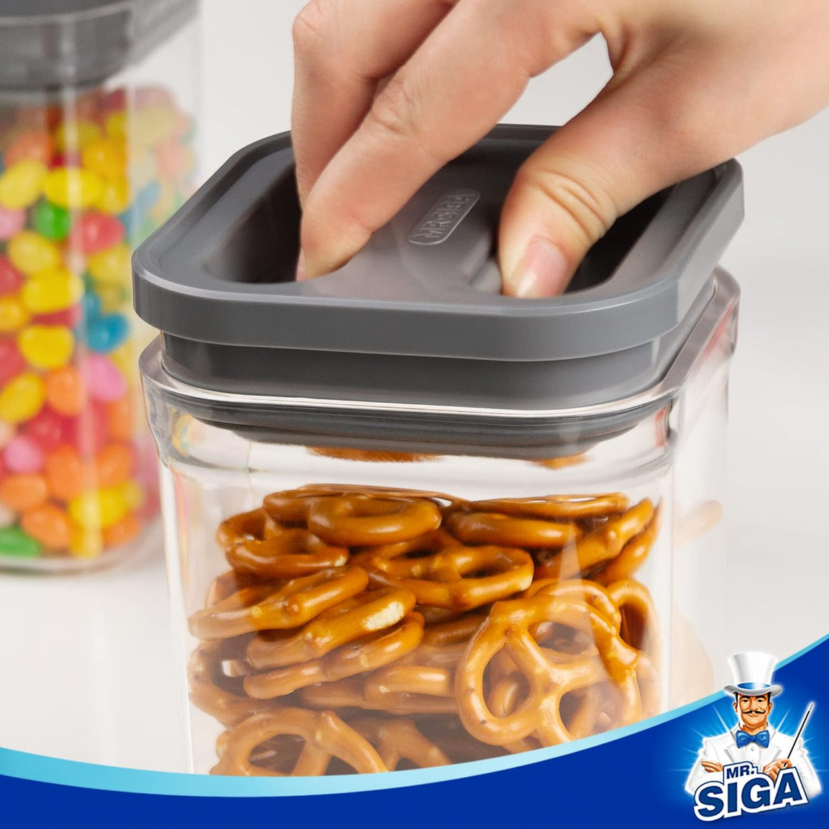 MR.SIGA 4 Pack Airtight Food Storage Container Set for Pantry Organization