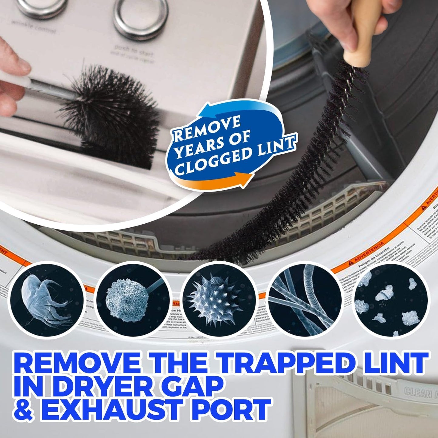 Holikme 42FT Dryer Vent Cleaner Kit 50Pcs - Lint Remover Brush Vacuum Tools