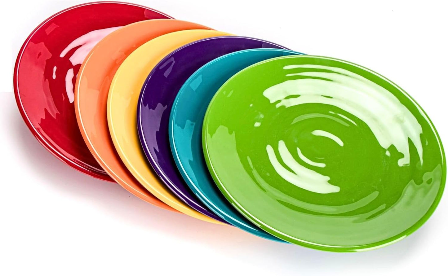 11-Inch Melamine Plates (Set of 6) - Unbreakable and Reusable Plastic Dinnerware with Ceramic Feel, Stackable and Dishwa