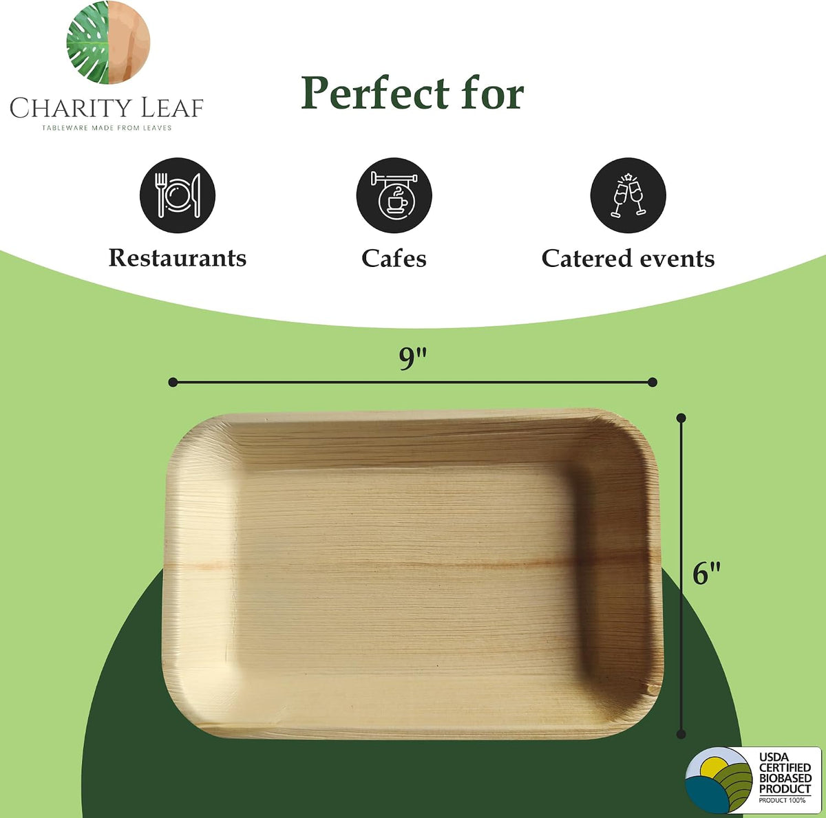 200-Pack 9"x6" Disposable Bamboo Trays | Eco-Friendly, Compostable Bamboo-Style Platters for Events &amp; Weddings