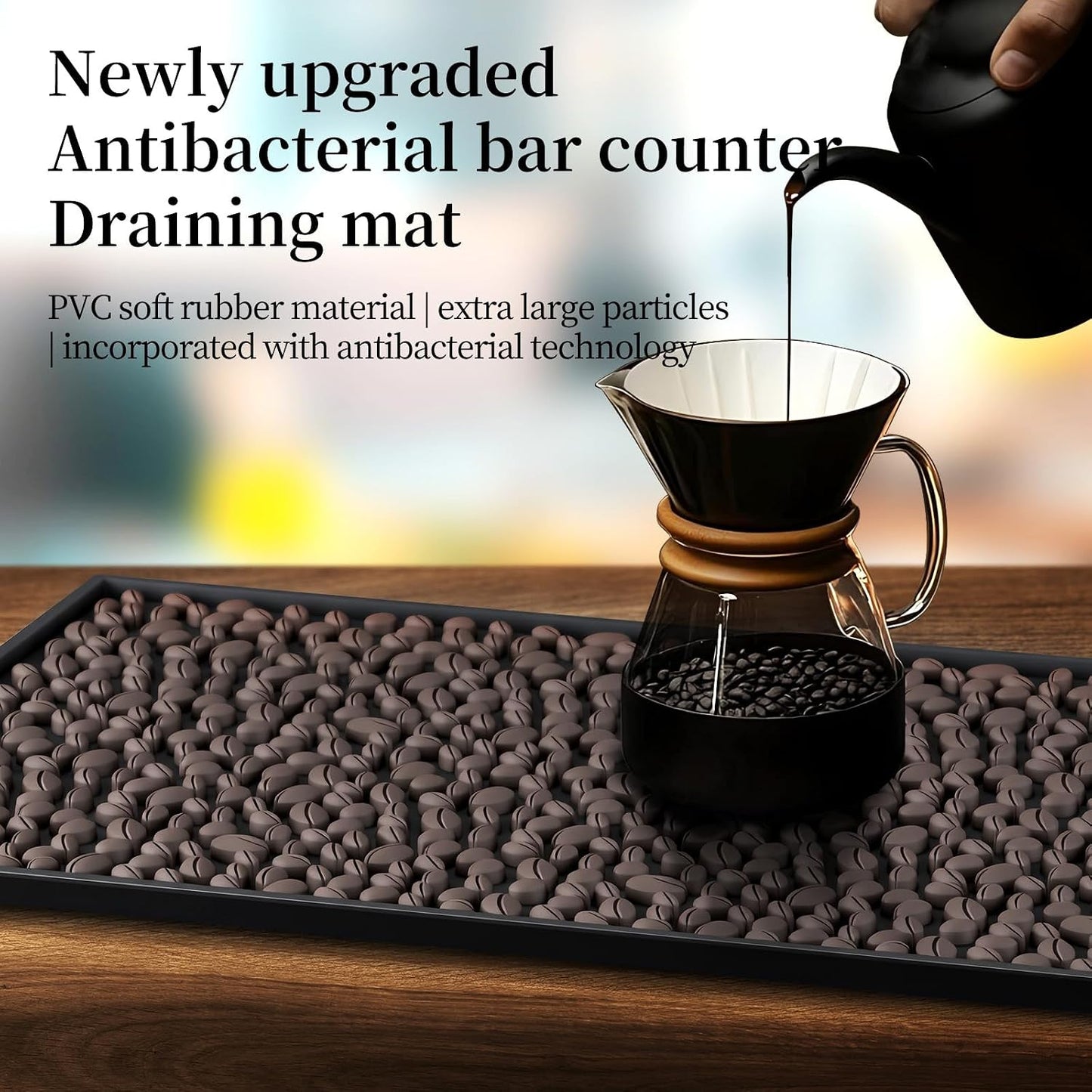 Innovative Design. Cute and Dynamic Coffee Bean-Shaped bar mats and Coffee mats.for Home Bar, Service Spill Mat for Cocktail Bartender Kitchen, Counter Top Cup Glasses Dish Drying Mat,18"x12" 1piece