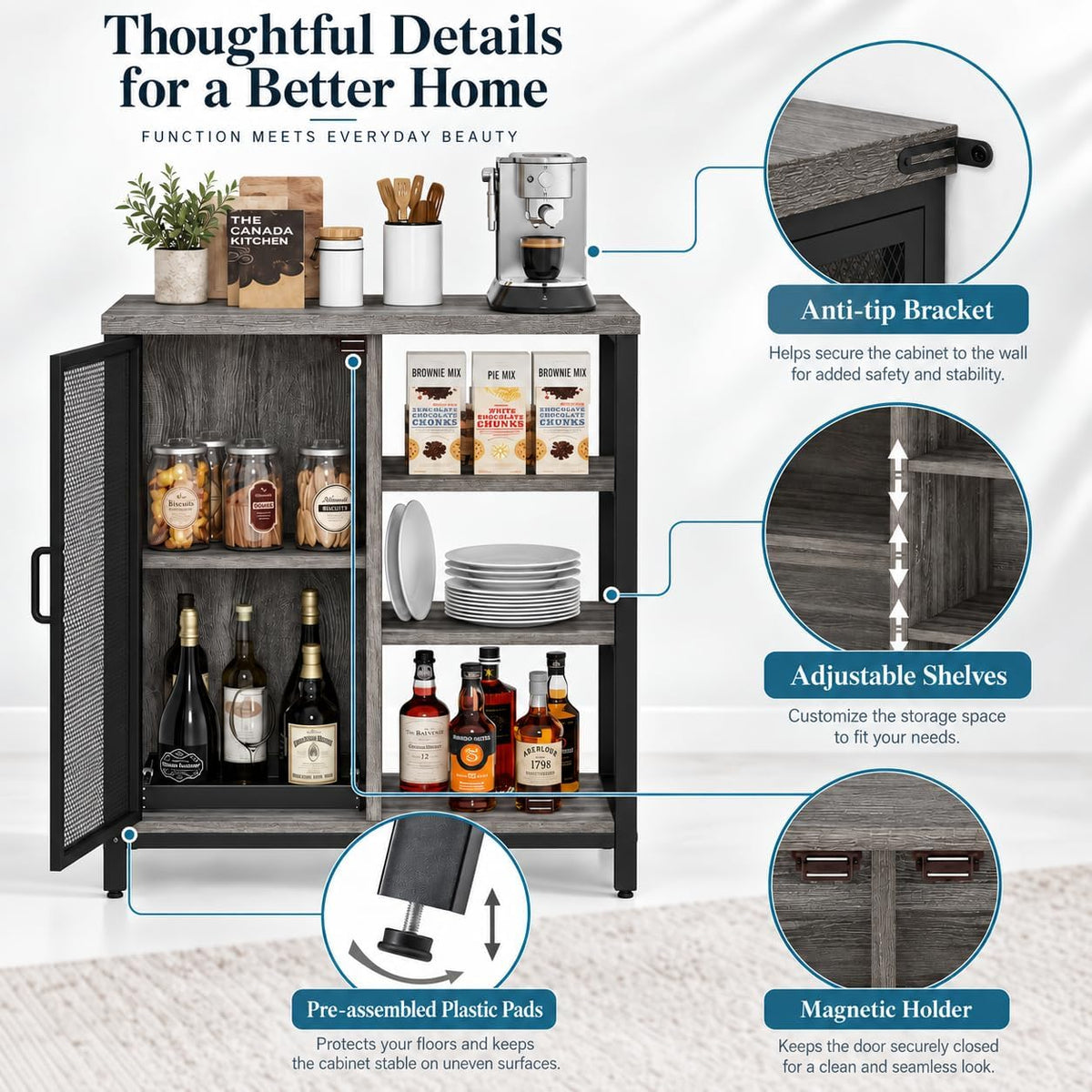 BON AUGURE Liquor Cabinet Bar for Home
