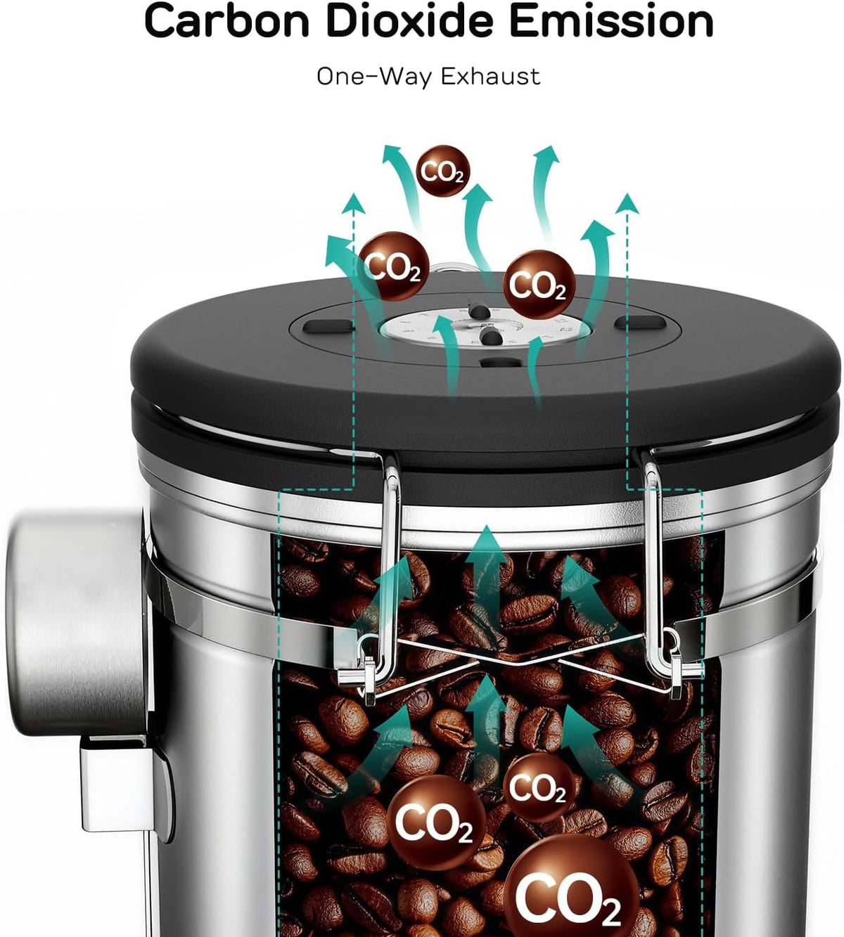 Coffee Gator Coffee Canister, 16oz Airtight Stainless Steel Container | w/ Date Tracker, Scoop, Kitchen Food Storage Jars for Beans , Ground, Rice, Tea, Sugar, Cookie, Bar Accessories, Silver