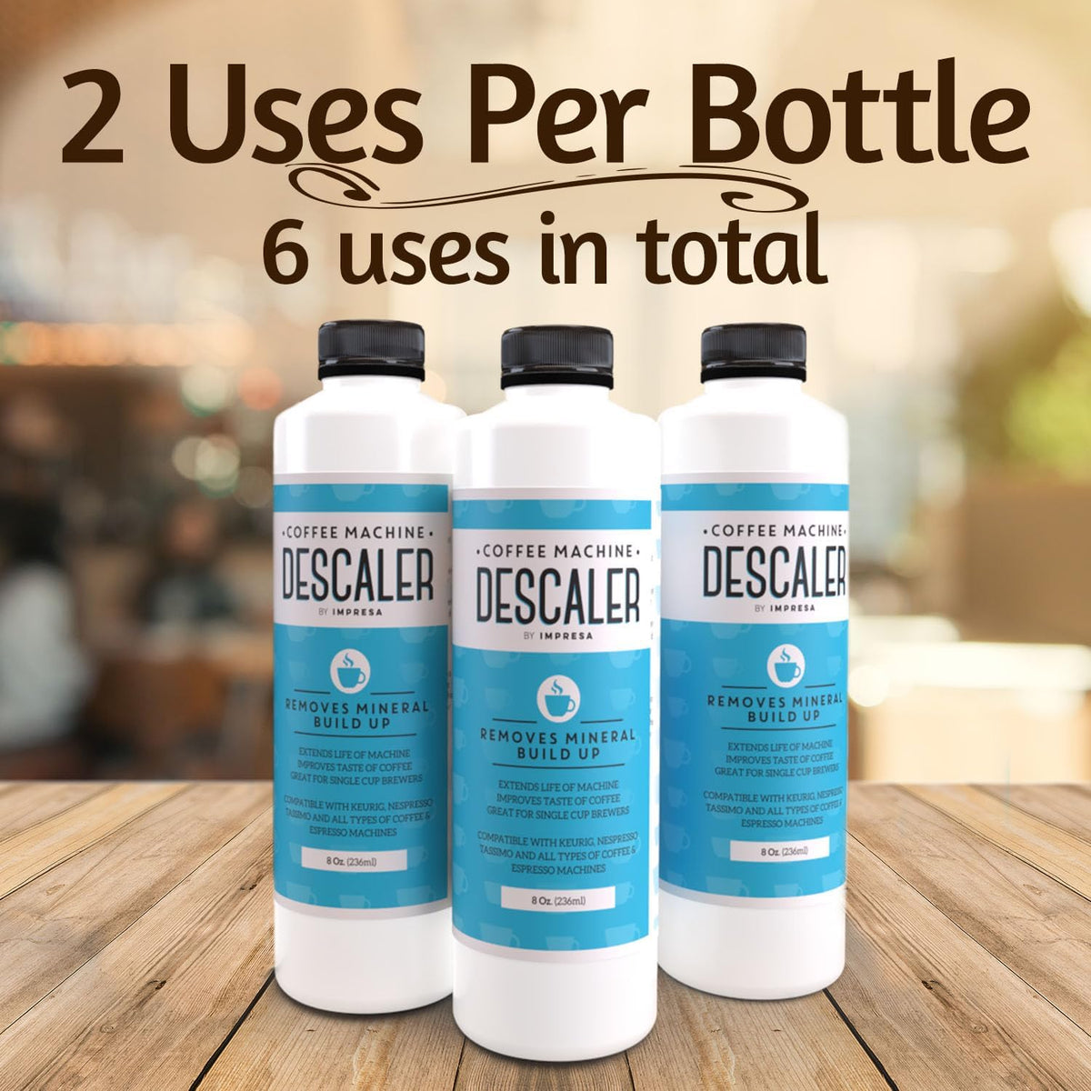 IMPRESA Coffee Machine Descaler - Machine-Safe Formula &amp; Descaling Solution - Universal Descaler for Coffee Maker Compatible with Keurig, Nespresso, Breville &amp; More - 3 Pack, 6 Uses, Made in USA