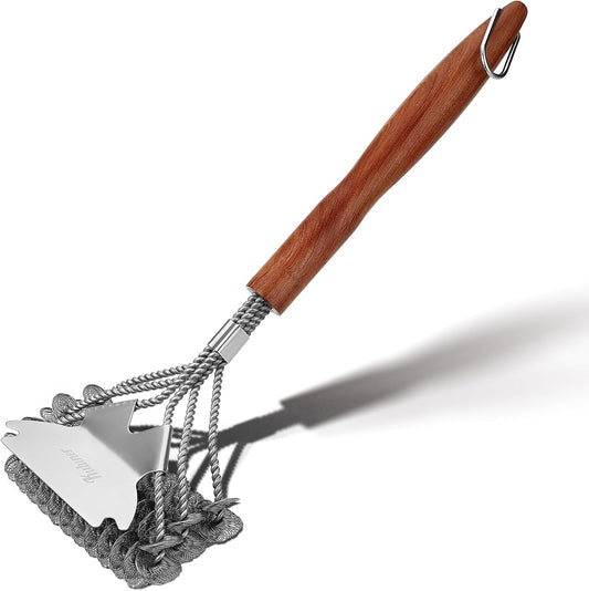 KULUNER BBQ Cleaning Brush - Bristle-Free, Suitable for All Types of barbecues, Wooden Handle, Multifunctional Brush and