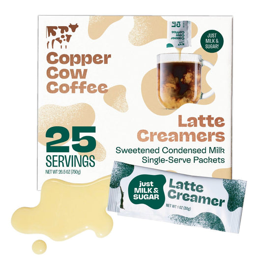Copper Cow Coffee Sweetened Condensed Milk Coffee Creamer Singles (25 pack) | Vietnamese Inspired Coffee Creamer, All