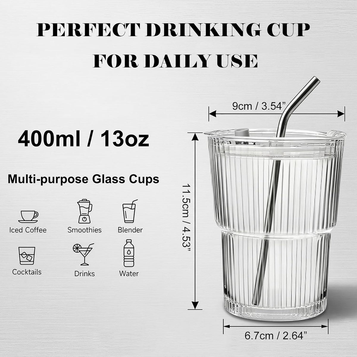 13oz Iced Coffee Cups with Lids and Straws