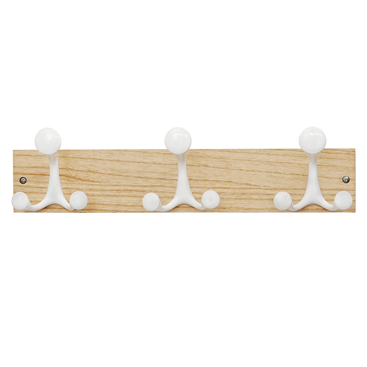 Skoloo 17-Inch Natural Wood Coat Rack Wall Mount with 3 Triple Hooks - Ideal for Family Entrances, Classrooms, and Pet Supplies Storage