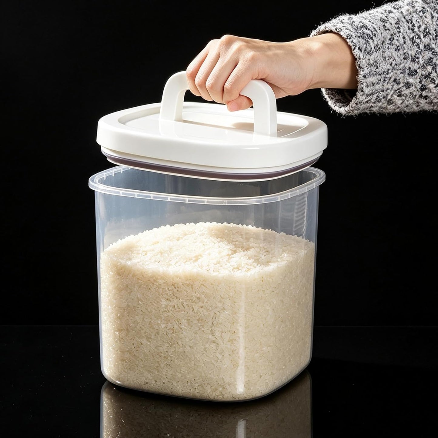 10L Rice Storage Container with Measuring Cup &amp; Brush