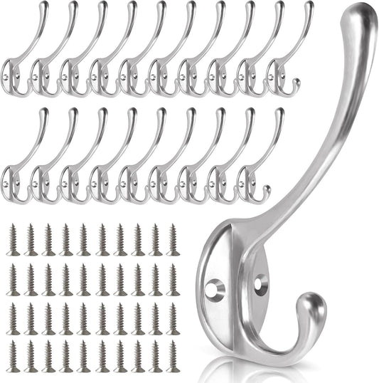Wall Hooks for Hanging, 20-Pcs Heavy Duty Metal Coat Hooks, for Living Room, Bathroom, Kitchen, Bedroom for Coats Towel,