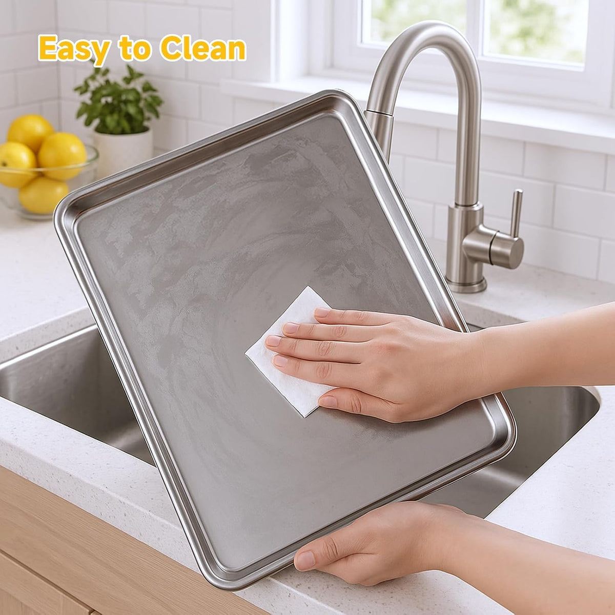 Ohtomber 3 Pack Heavy Duty Stainless Steel Baking Sheet Set, 9/12/16 Inch | Heavy Duty, Cookie Sheet Pans for Baking Roasting Oven Baking, Oven Safe, Sturdy Kitchen Bakeware Trays