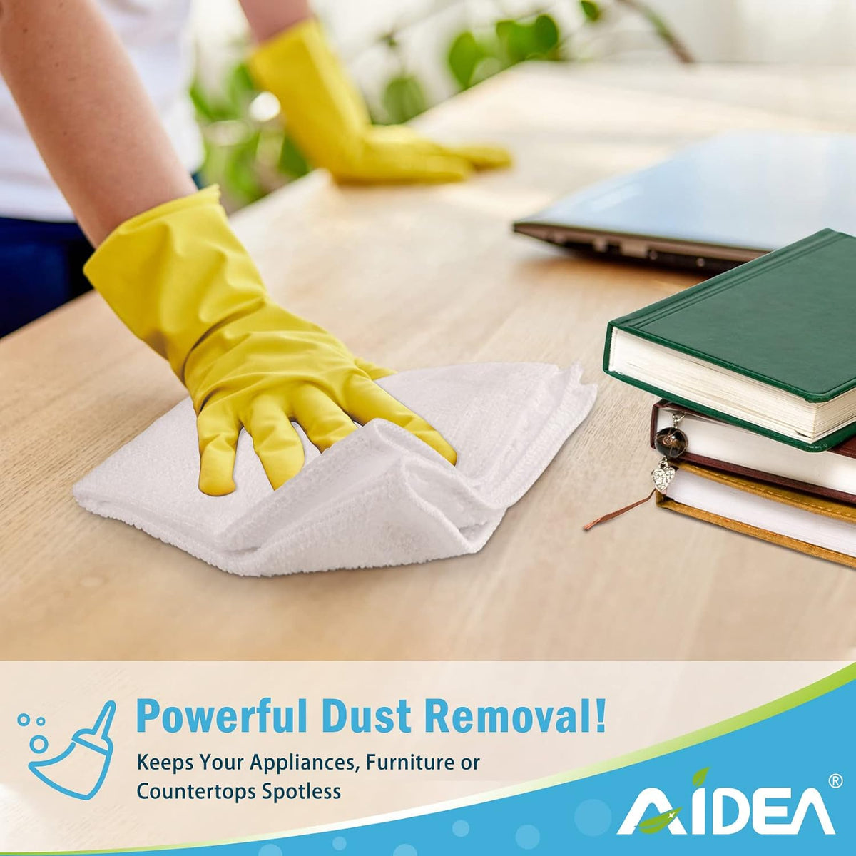 AIDEA White Microfiber Cleaning Cloth 50PK, Absorbent Cleaning Rags 12"x12"