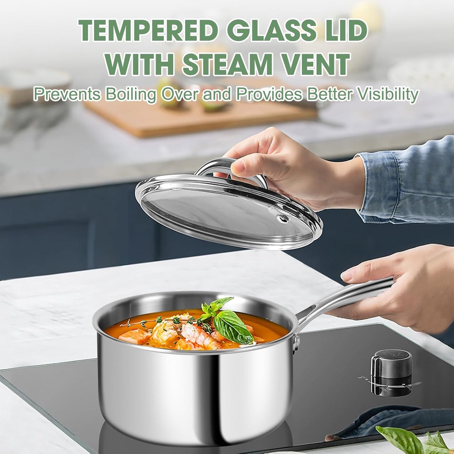 3 Ply Stainless Steel 11-Piece Cookware Set with Lids, Pots and Pans Kitchen Set, Non-Toxic, Induction, Oven, Dishwasher