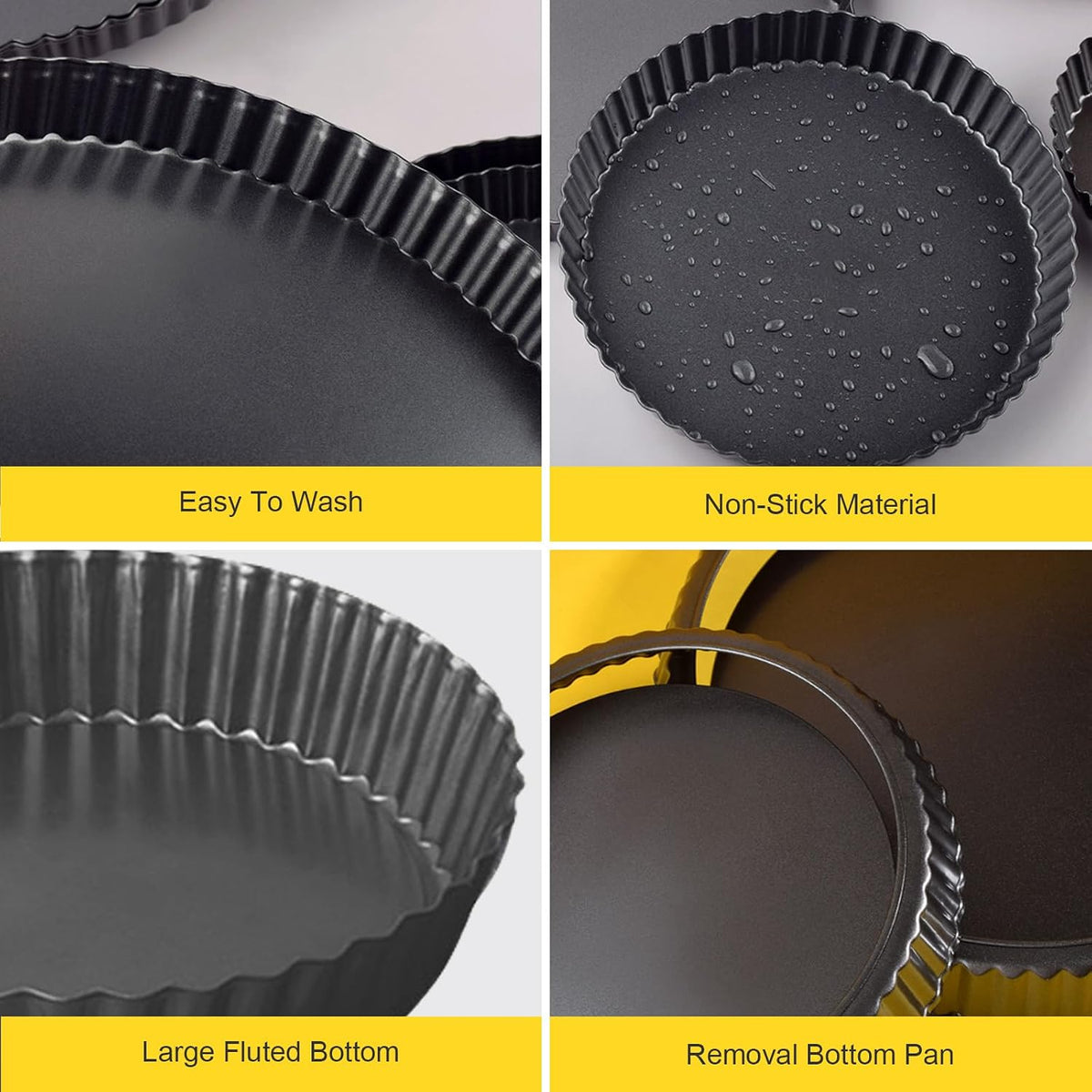 Tart Pan Removable Bottom 8 Inch Tart Pans Round Nonstick Quiche Pan Carbon Steel Quiche Baking Dish with Fluted Edges Fruit Tart Molds for Baking Pie Mold Pizza Chiffon Cake Dessert