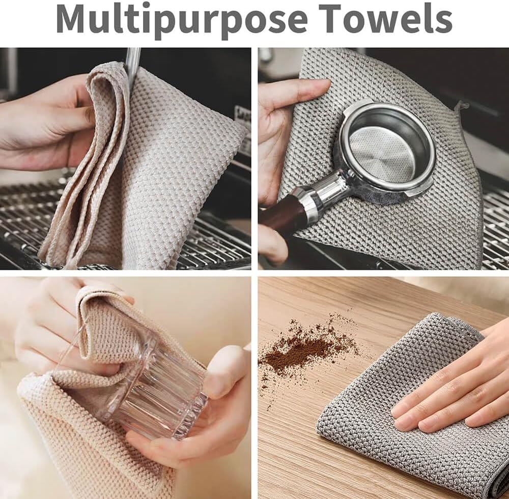 Barista Microfiber Towels 6-Pack, Coffee Cloths 12"x12" | Espresso Accessories Cleaning Towel for Steam Wands &amp; Countertops, Essential Coffee Bar Accessories