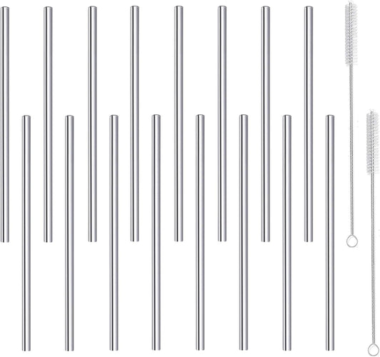 Stainless Steel Straws Short Small 5.9" Reusable Metal Bar Drinking Straw Set With Cleaner Brush for Cocktails Rock Gin