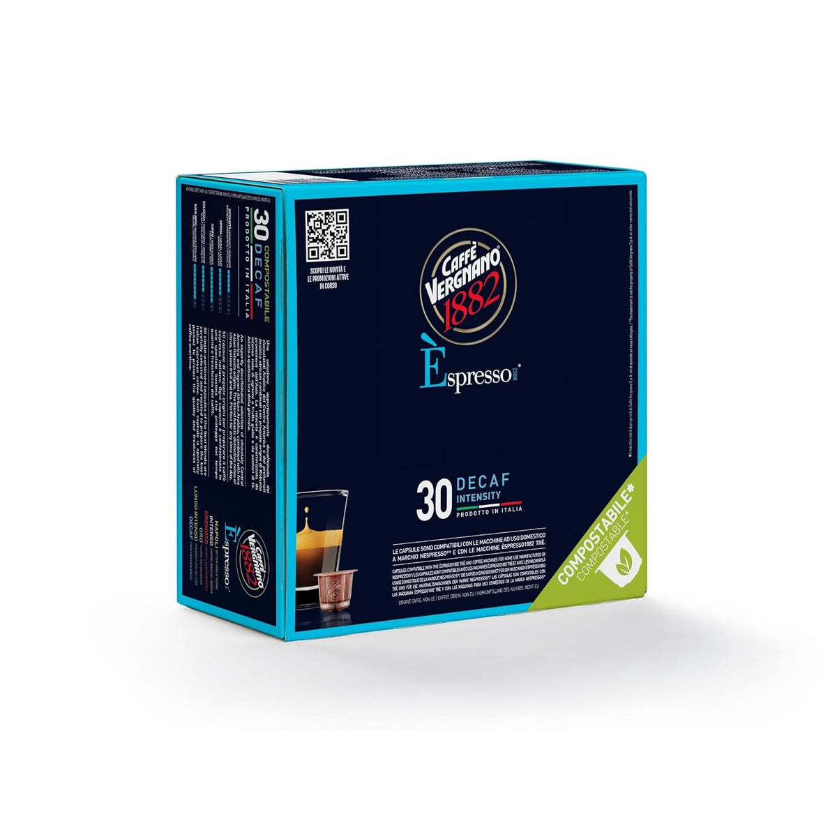 Caffe Vergnano Decaf Espresso Pods, Nespresso Original Compatible, 30 Ct