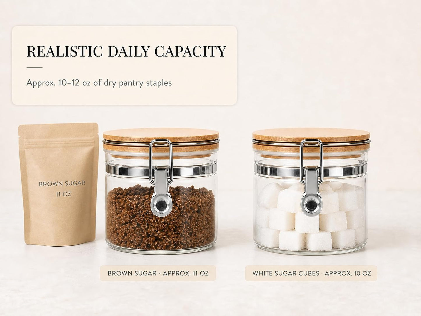 KKC HOME ACCENTS 2-Pack 16oz Glass Canisters with Airtight Bamboo Lids
