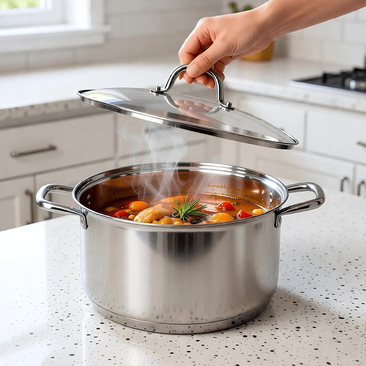 Stainless Steel Stock pot-10 Quart pot-Stockpots with Lid -Soup Pot-Induction Pot-Cookware-Cooking Pot-crock pot