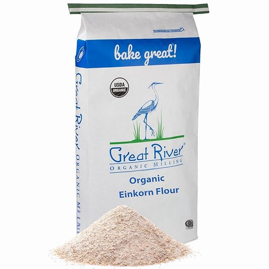 Great River Organic Milling Organic Einkorn Flour | Ancient Whole Wheat Flour | Non-GMO, Kosher, High-Protein |