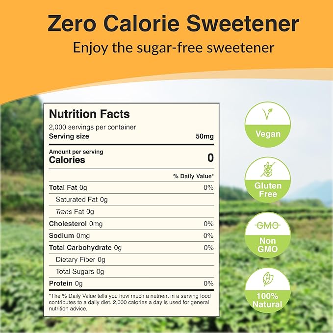 NAMANNA Pure Monk Fruit Sweetener - Zero Calorie, Zero Carb, Paleo Safe (25% Mogroside V, 100g, 2000 Servings)